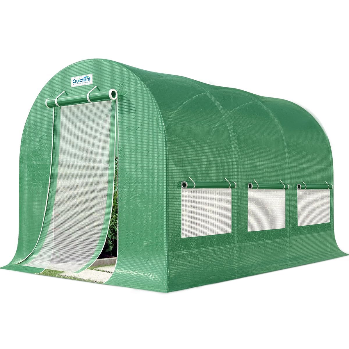 Quictent 12x6.6x6.6 FT Greenhouse for Outdoors, Heavy Duty Large Garden High Tunnel Walk-in Green House, Portable Winter Hot House with PE Cover Zipper Screen Door & 6 Screen Windows, Green