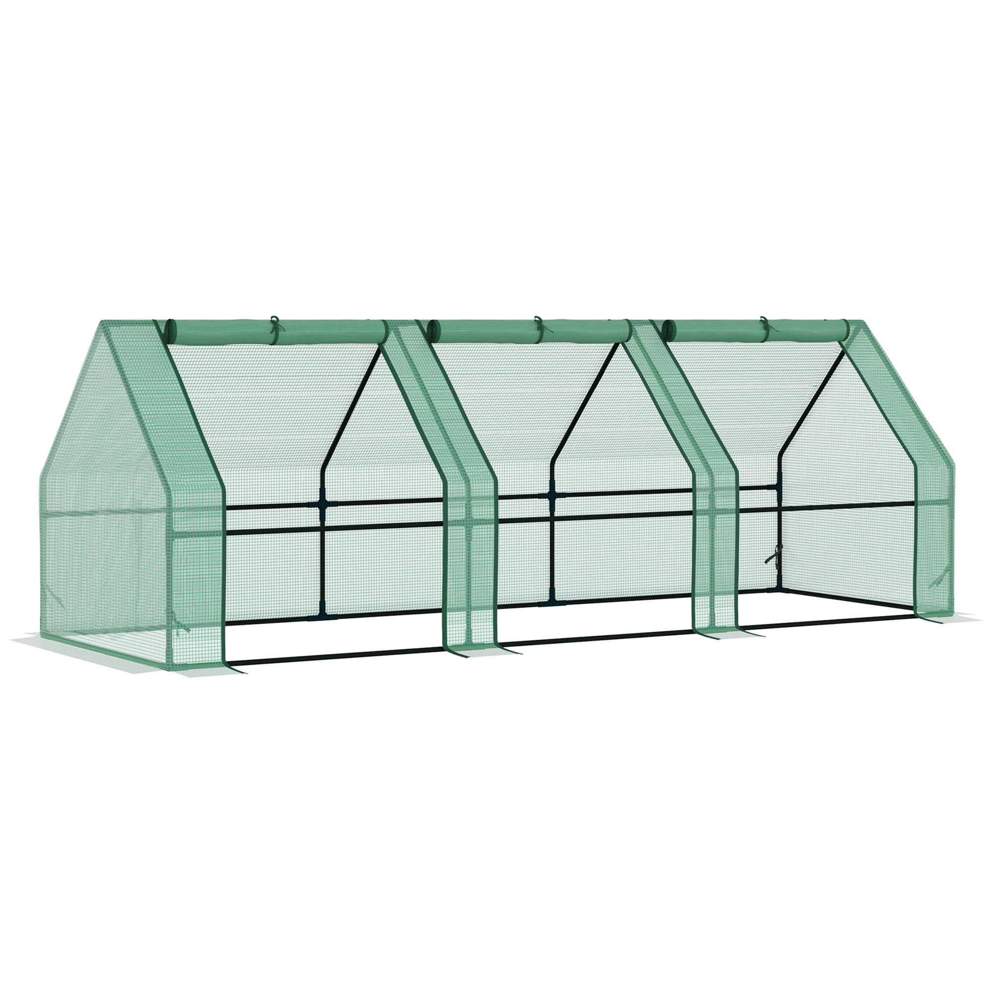 Outsunny 6' x 3' x 3' Portable Mini Greenhouse Outdoor Garden with Large Zipper Doors and Water/UV PE Cover, Green