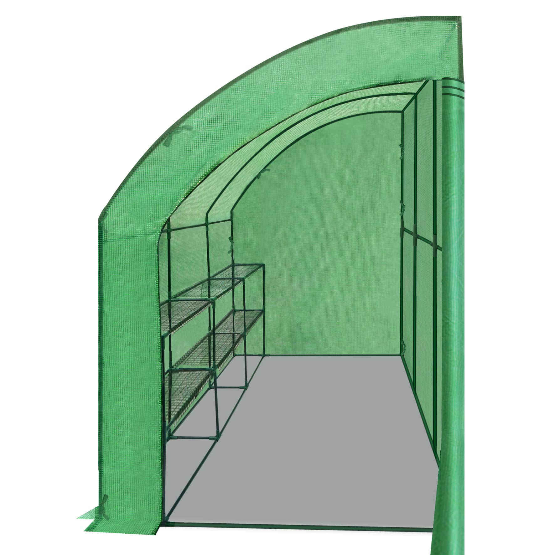 Strong Camel New Large Lean to Walk-in Wall Mounted Greenhouse 10x5x7'H w 3 Tiers/6 Shelves Gardening (Green)