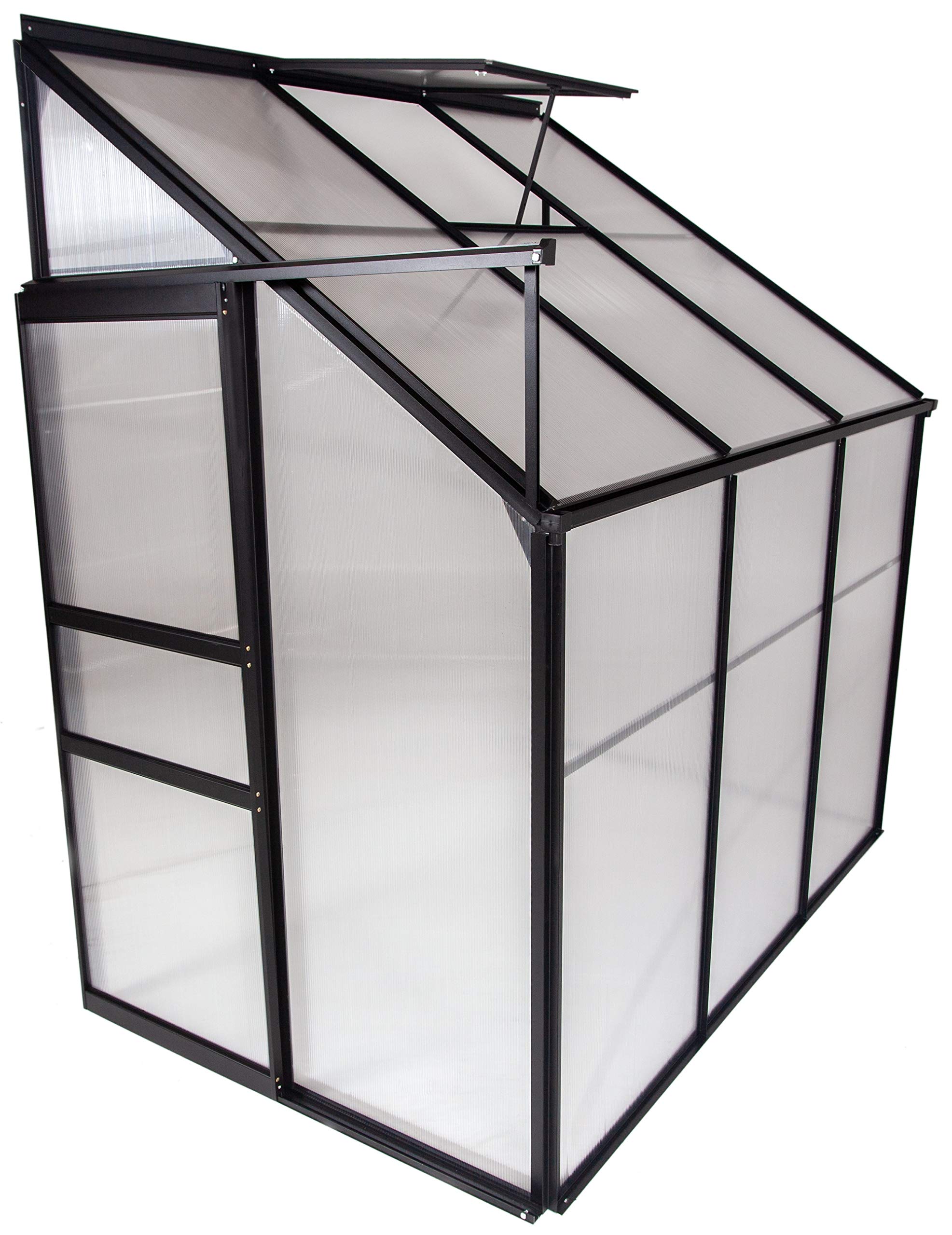 Machrus OGrow Small Greenhouses for Outdoors-Portable Walk in Large Greenhouse Kit for Plants - 4X6 Green Houses for Outside-Polycarbonate Greenhouse Panels with Vent Window, Heavy Duty Aluminum Frame