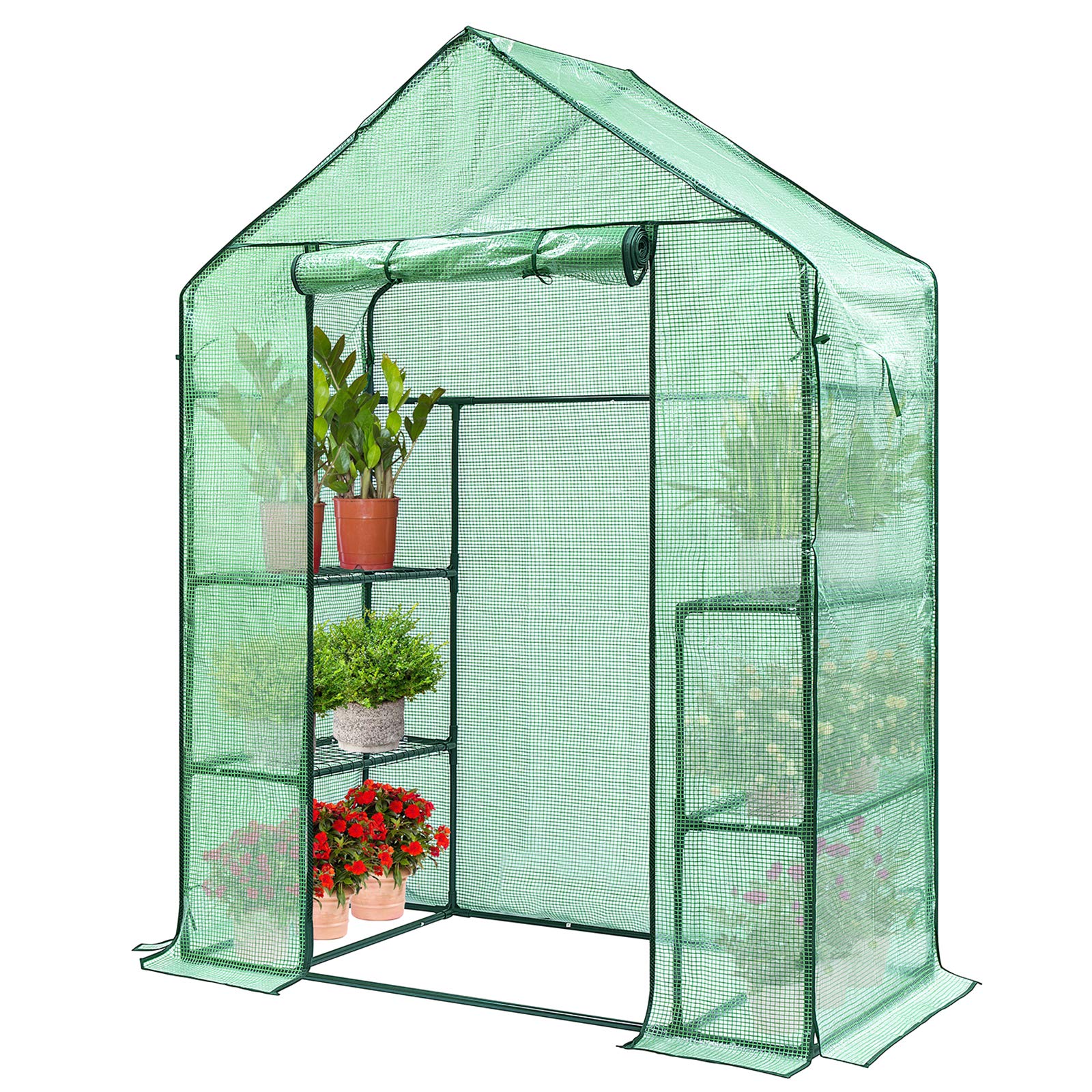 VIVOSUN 57 x 29 x 77-Inch Mini Walk-in Greenhouse with Windows, Shelves and Anchors, Plant Garden Hot House