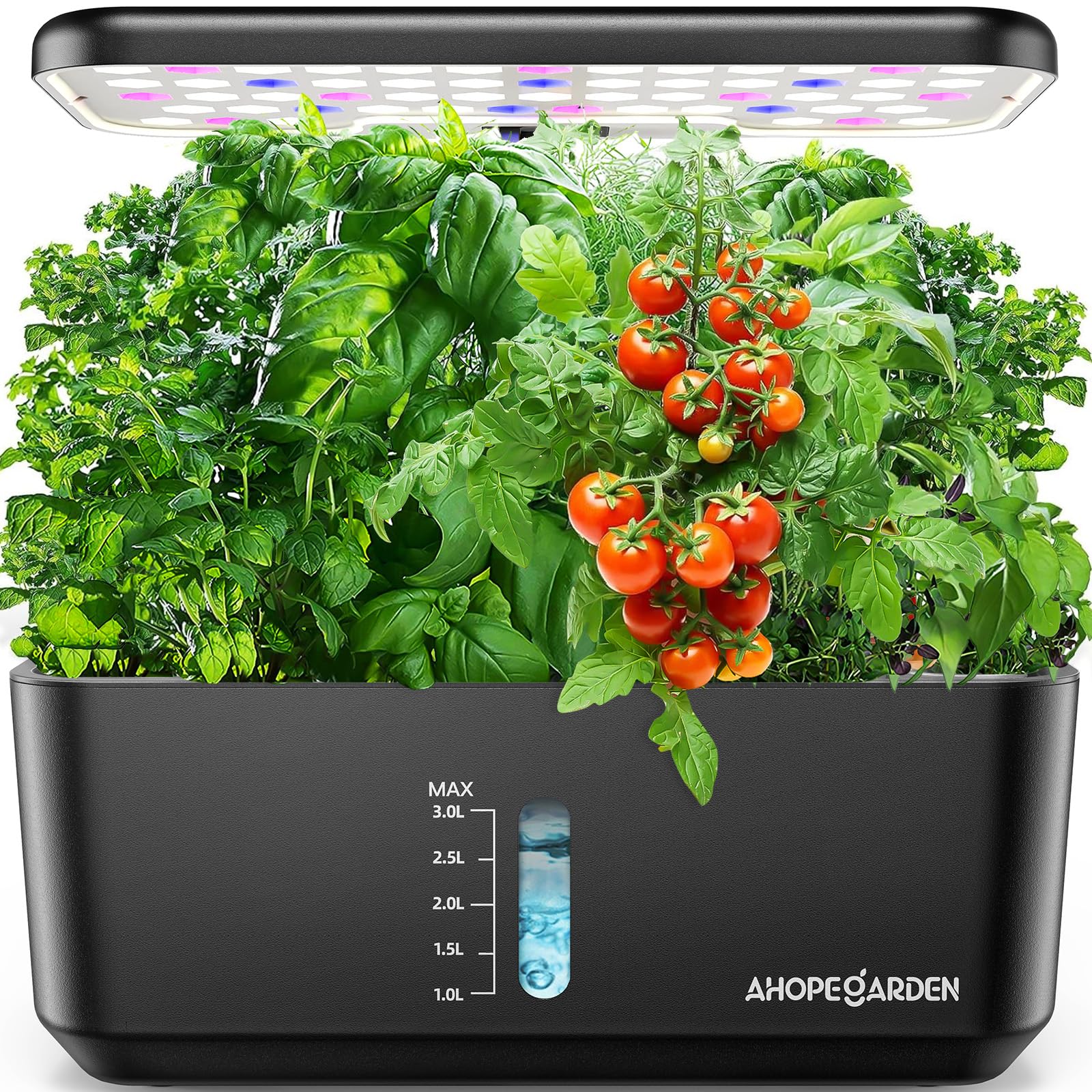Indoor Garden Hydroponics Growing System: 10 Pods Plant Germination Kit Aeroponic Vegetable Growth Lamp Countertop with LED Grow Light - Hydrophonic Planter Grower Harvest Veggie Lettuce, Black