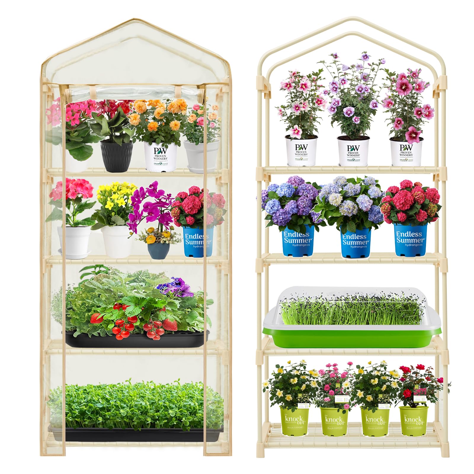 Garden 4-Tier Greenhouse – for Indoor Outdoor Gardening Hot House w/ Zippered Cover and Metal Shelves for Growing Vegetables, Flowers and Seedlings (PLGH704OWP)