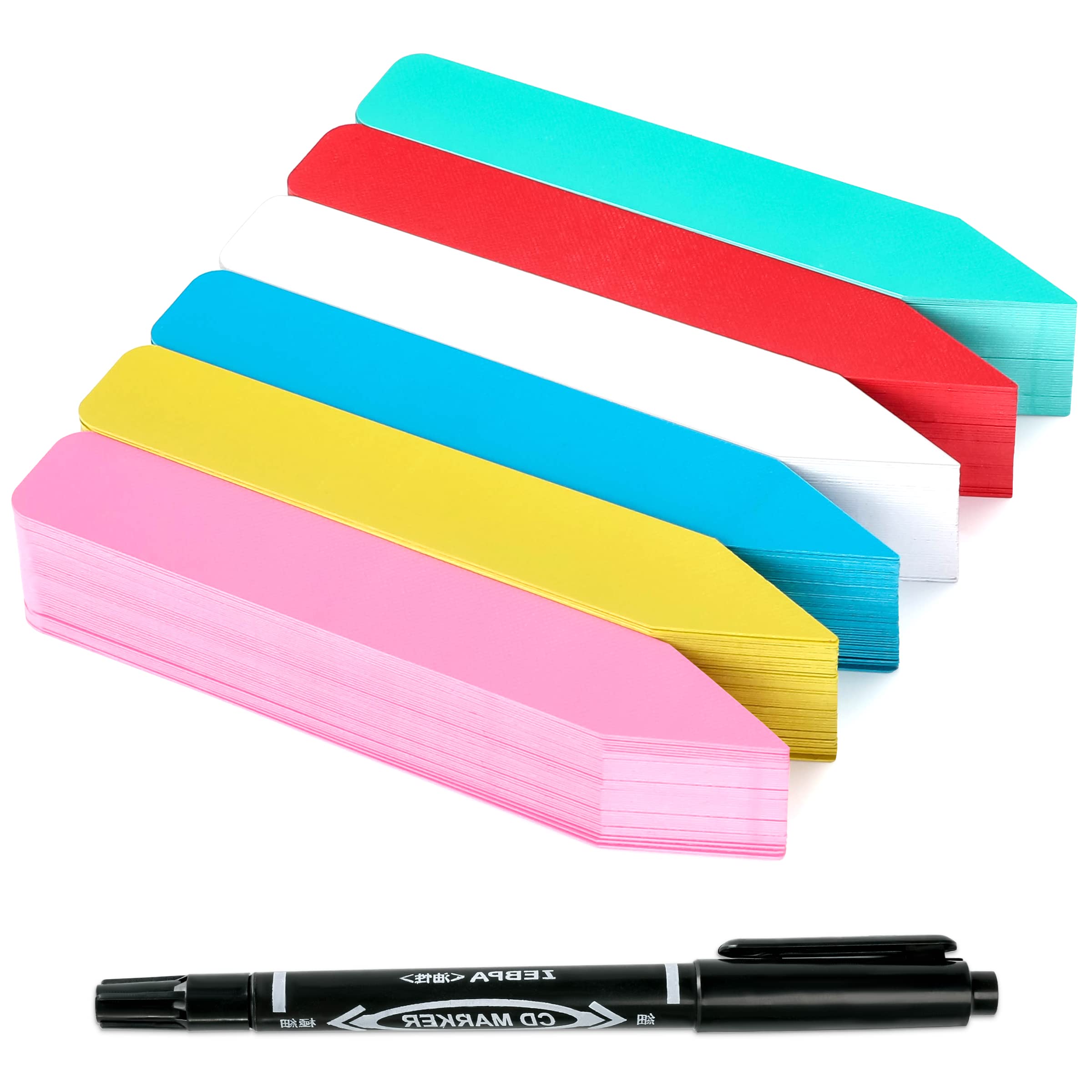 Plant Labels 300Pcs 4 Inch Plastic Plant Name Tags for Seedlings Garden Labels Markers Nursery Plant Tags Seed Labels for Outdoor Garden Plant Label Stakes with Permanet Marking Pen (Mix-Color)