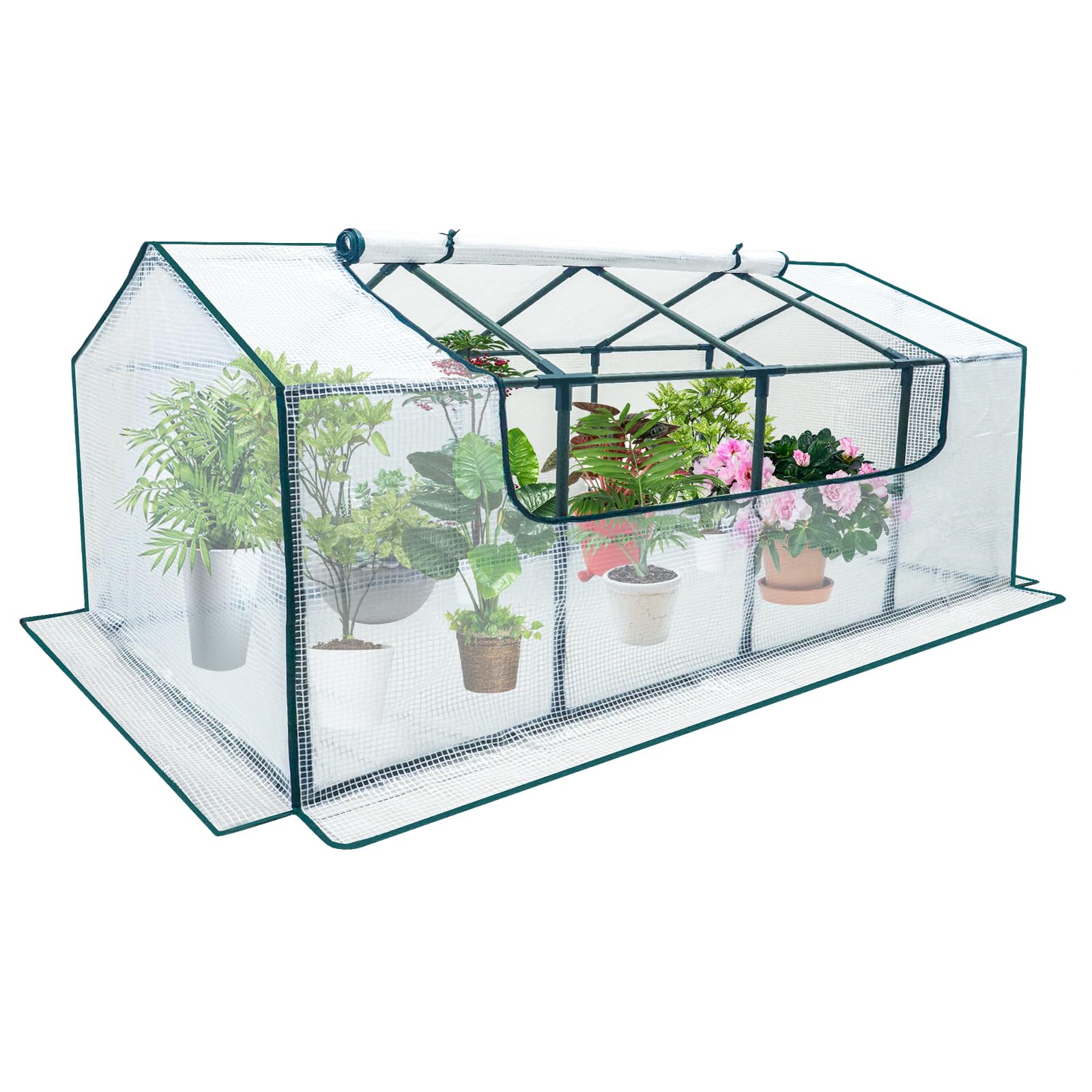 flowlamp Mini Greenhouse, Thickened PE Cover, 63" x 31.5" x 31.5" Waterproof UV-Resistant Portable Greenhouse for Outdoor Indoor Mini Green House Flowerpot Cover