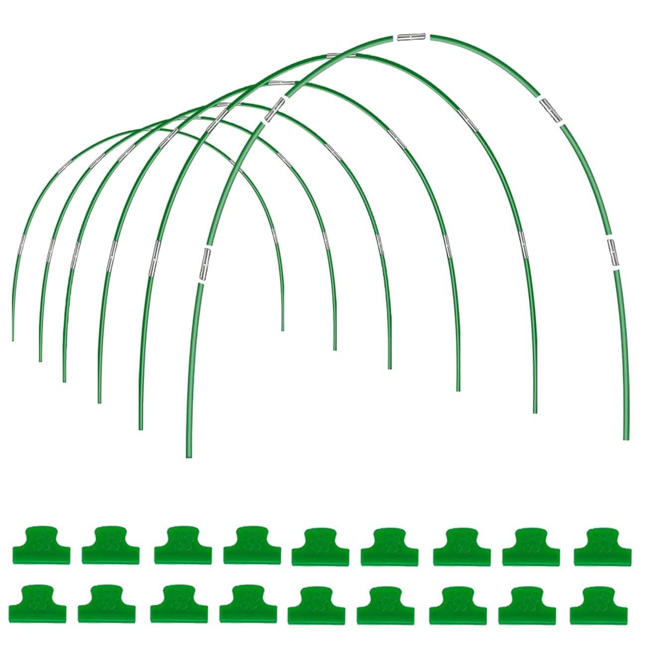 Greenhouse Hoops Grow Tunnel, 6 Sets of 8FT Long Garden Hoops, DIY Width Grow Tunnel for Raised Beds, Fiberglass Garden Hoops Kit, Rust-Free Garden Tunnel for Garden Fabric,Garden Hoops Grow Tunnel