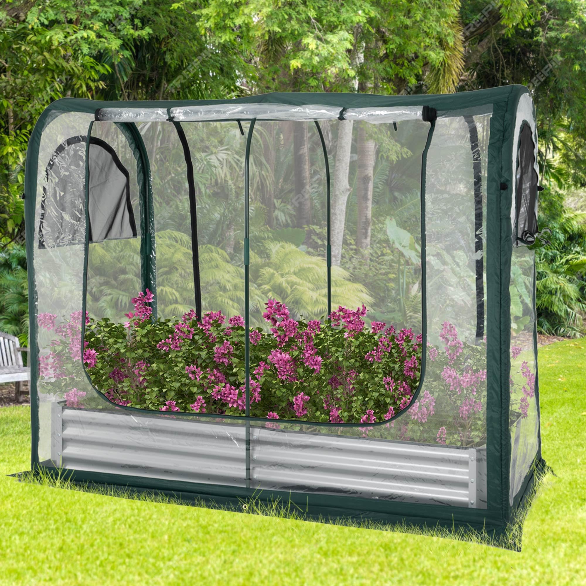Porayhut Portable Greenhouse Cover with Raised Garden Bed,Easy Set-up 72.4" X36.6" X60.6" Gardening Flower House & Plant Sunshine Room for Protecting Plant from Cold Frost Birds & Insects