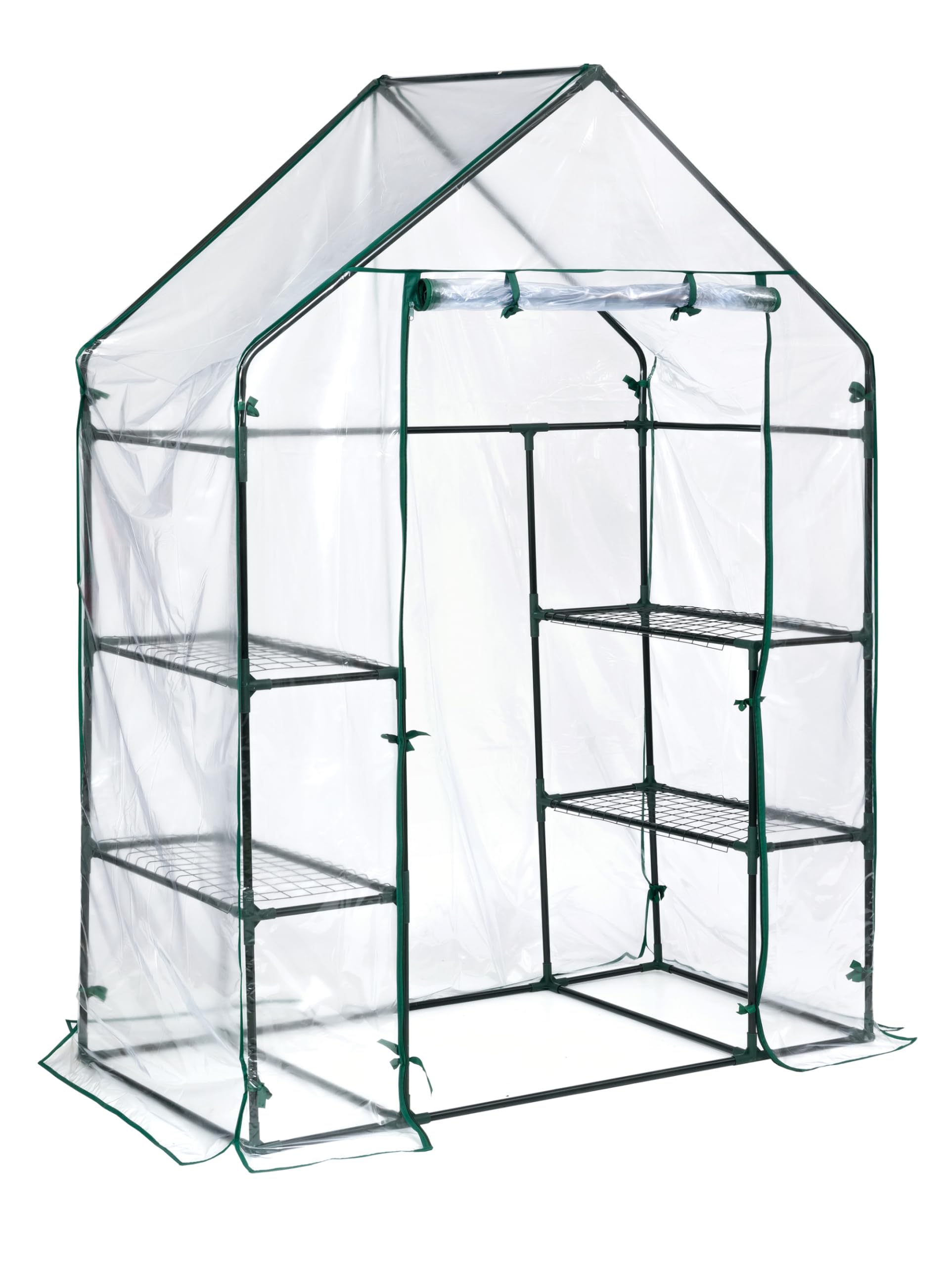 Miracle-Gro 4'8" x 29" x 6'5" All-Season Mini Walk-in Greenhouse with 4 Wire Shelves for Outdoors, Easy-Access and Durable, Translucent