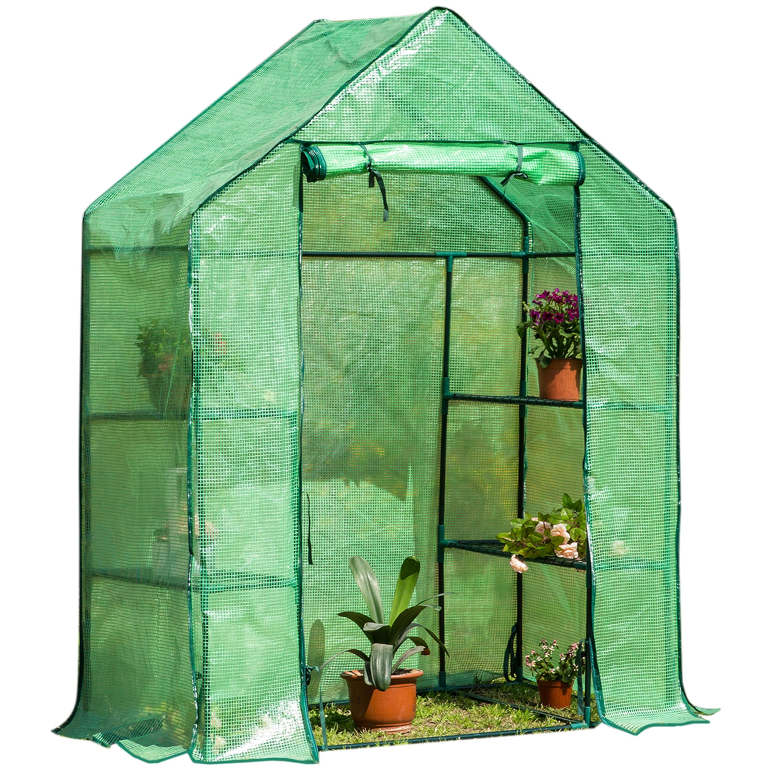 Panana Greenhouse Walk-in 3 Tier 6 Shelves Green House Grow Green House Walk in Plastic Plant with PE Cloth Cover Zipper Door 56x28.7x77inch (GSGH12)