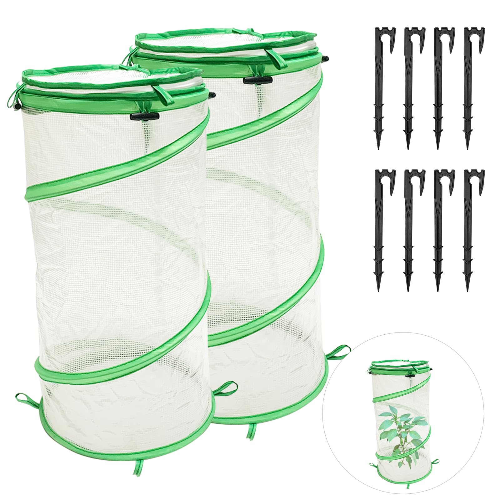 2 Pack Pop Up Mini Greenhouse for Raised Garden Bed Portable PVC Spring-Up Popup Greenhouse Plant Protector and Frost Cover for Young Tomato Plants & Other Plant Seedlings for Frost Rain Proof (green)