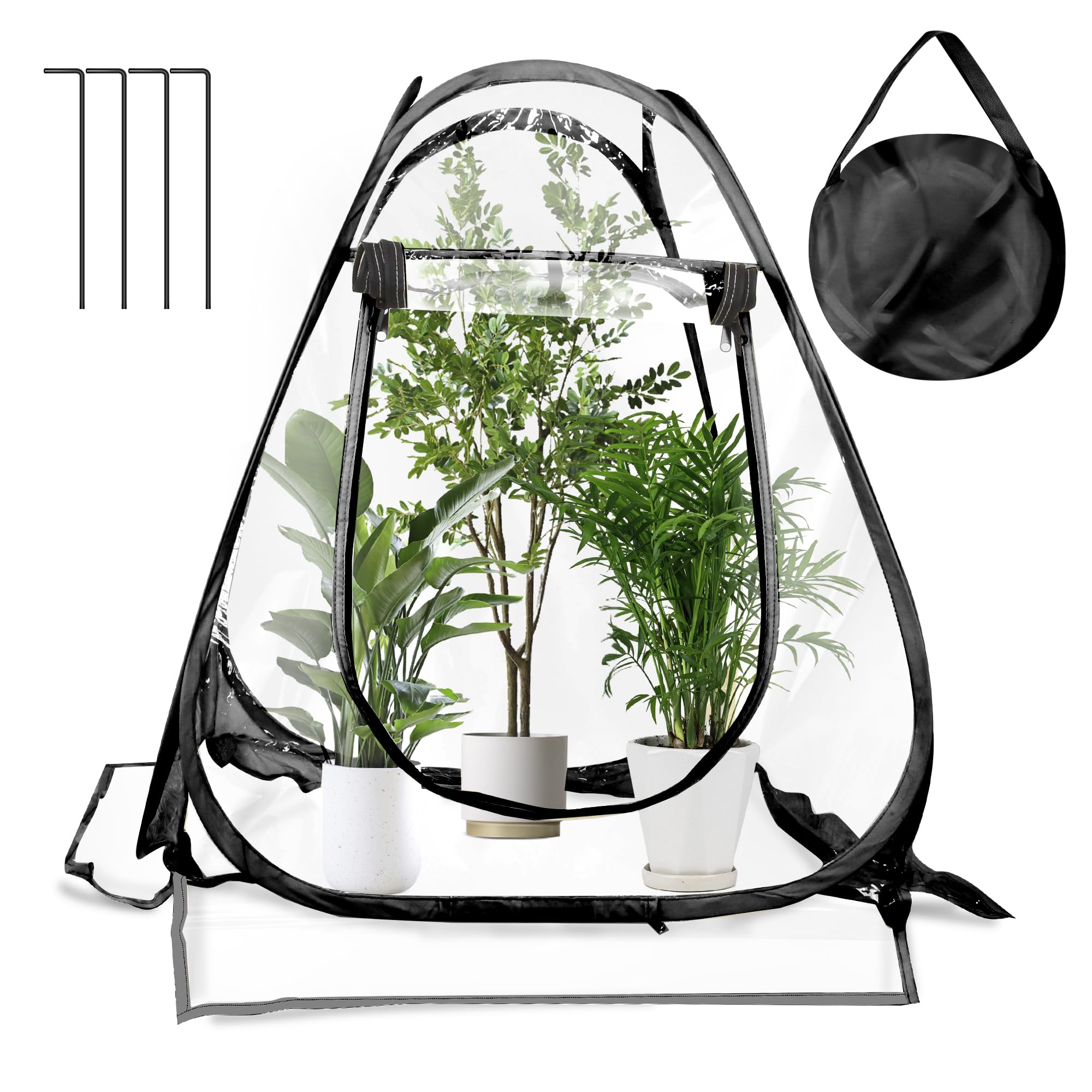 Pop Up Greenhouse Cover, Mini Portable Flowerpot Cover, Indoor Outdoor Backyard PVC Flower Shelter, Small Sunshine Room for Cold Frost Protector Gardening Plants (1-Pack)