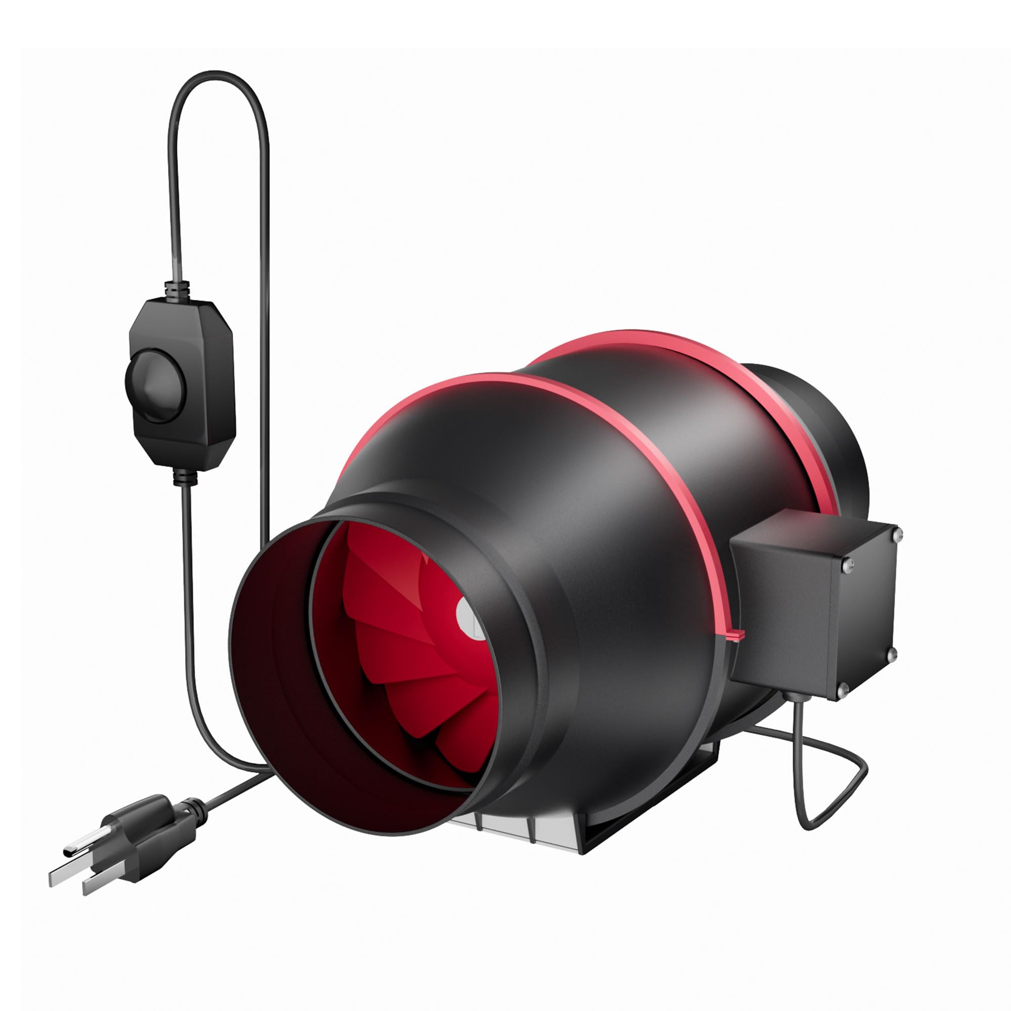 Inline Duct Fan 4 Inch 200 CFM with Variable Speed Controller Ventilation Exhaust Fan for Grow Tent, Hydroponics, Indoor Garden, Low Noise HVAC Vent Blower (4 Inch Fan)