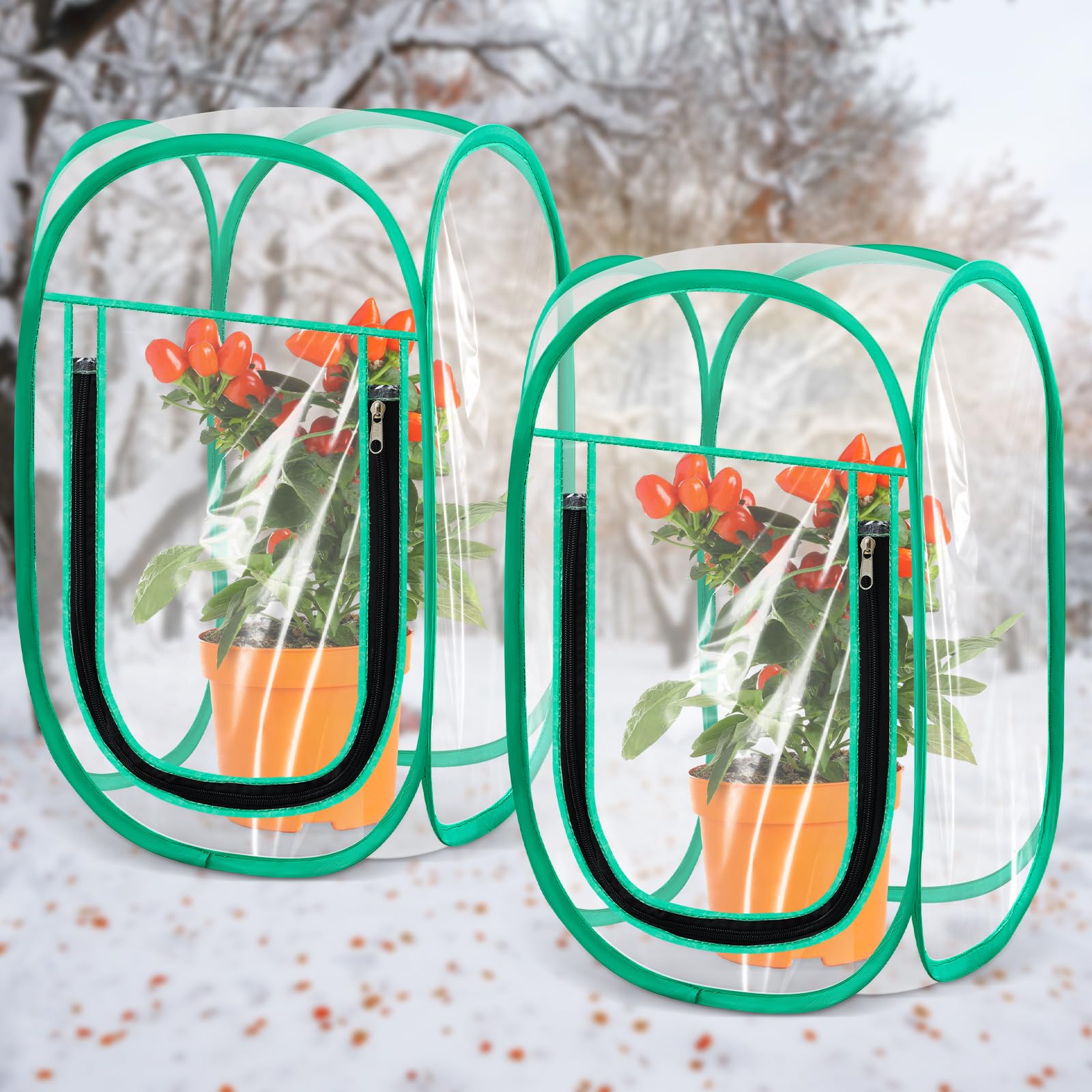 Nuanchu Pop up Mini Greenhouse Cover, PVC Small Greenhouse with Nails 12" x 12" x 20" Inch Portable Plant Flowers Greenhouse Clear Greenhouse for Indoor Outdoor Gardening(2 Pack)